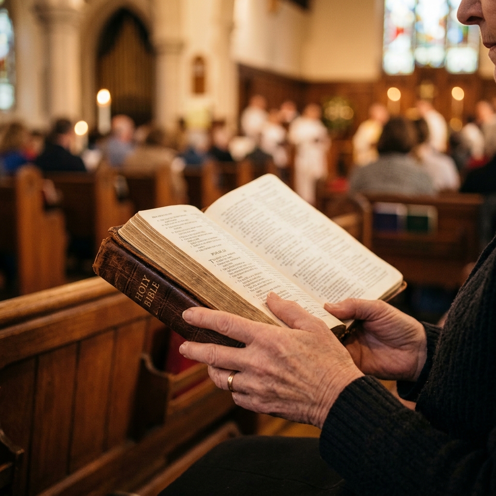 Manos sosteniendo una Biblia